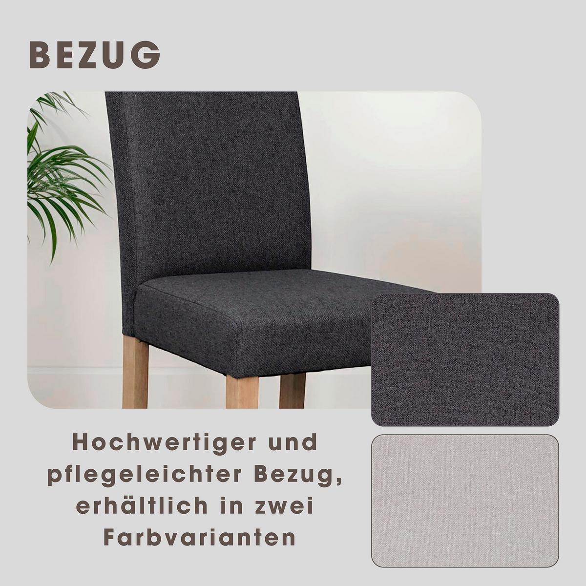 STUHL-SET ELIAS - Dunkelgrau/Schwarz, MODERN, Holz/Textil (47/99,5/60cm) - MID.YOU