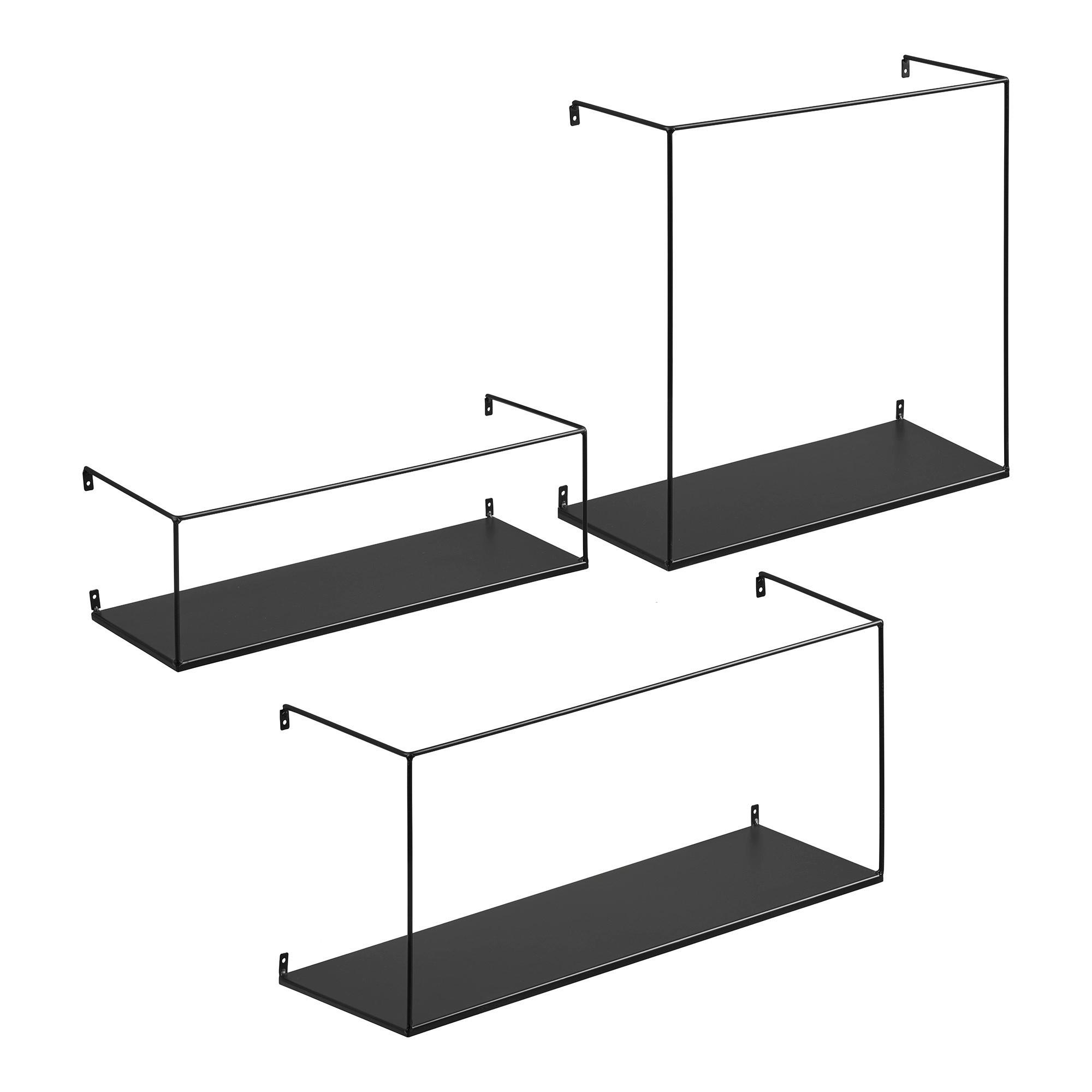 Wandregalset Ulmo Wall Shelf Schwarz, 3-teilig - Schwarz, Basics, Metall
