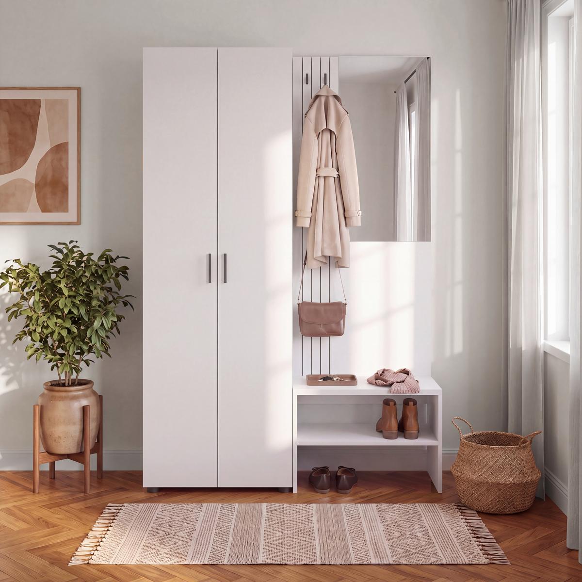 Ormar Charlie - bela, Konvencionalno, pločasti materijal/plastika (60/180/33,6cm) - Modern Living