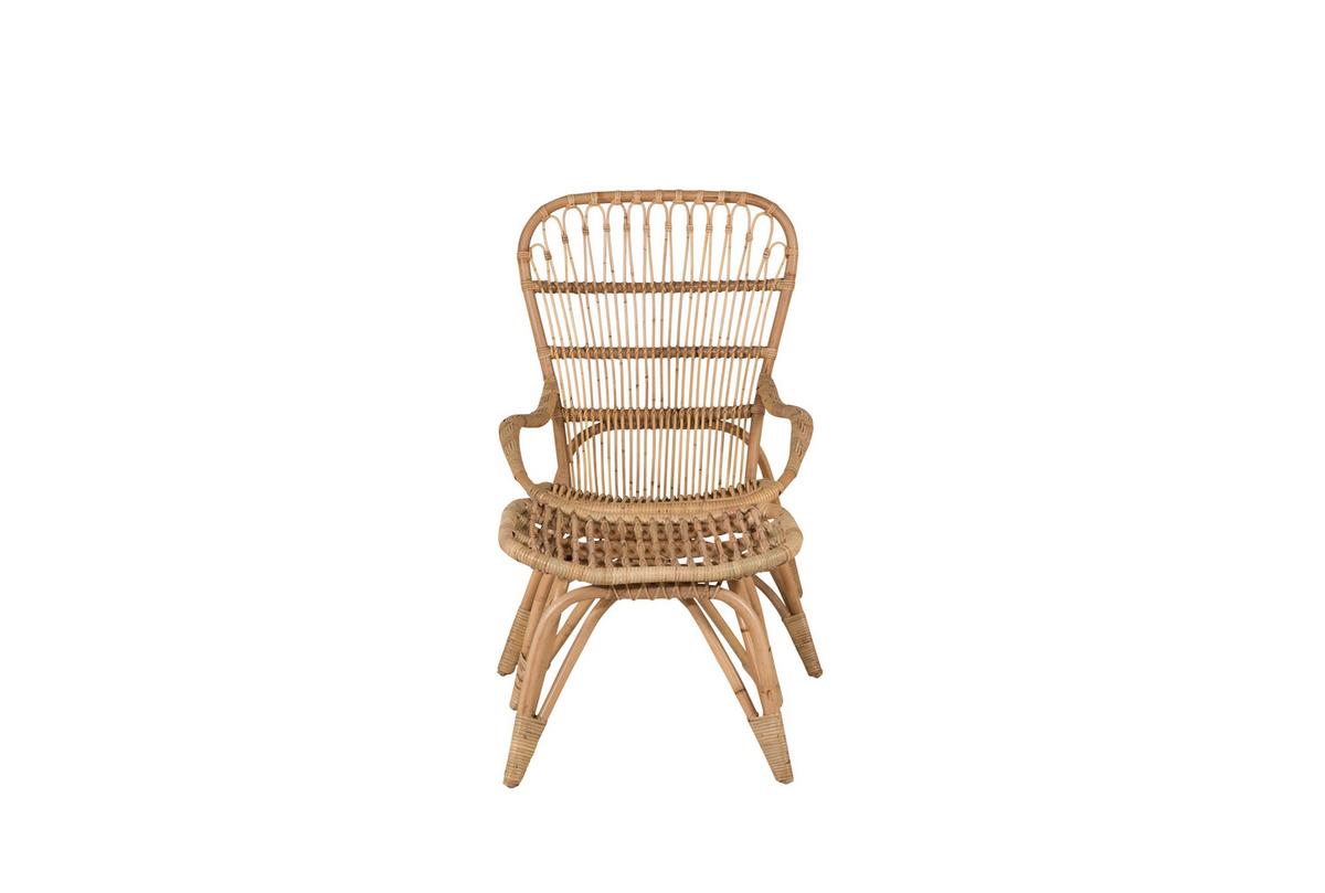 Loungesessel Ella Rattan ca. 66x95x131 cm Braun - Braun/Weiß, KONVENTIONELL, Holz (66/95/131cm) - Gardenson