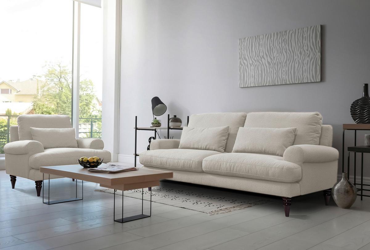 FOTEL XXL KIOTO - beżowy/kolor orzechowy, Design, tkanina/drewno (105/92/101cm) - Livetastic