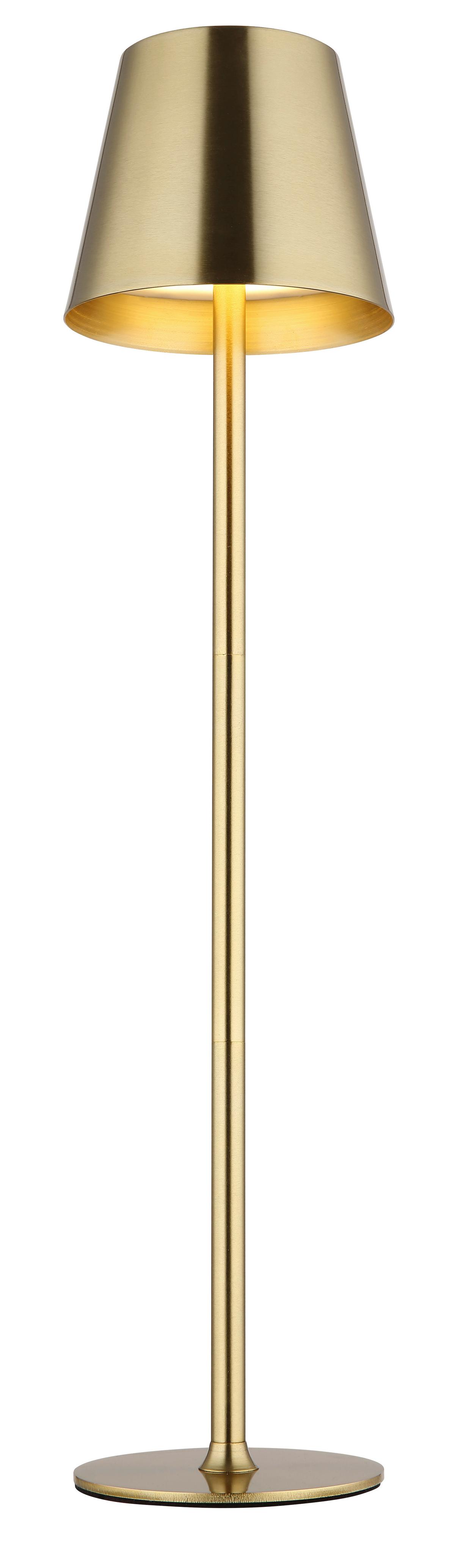 AKKU-TISCHLEUCHTE 58438M VANNIE - Weiss/Messingfarben, Design, Kunststoff/Metall (11,2/47cm) - Globo