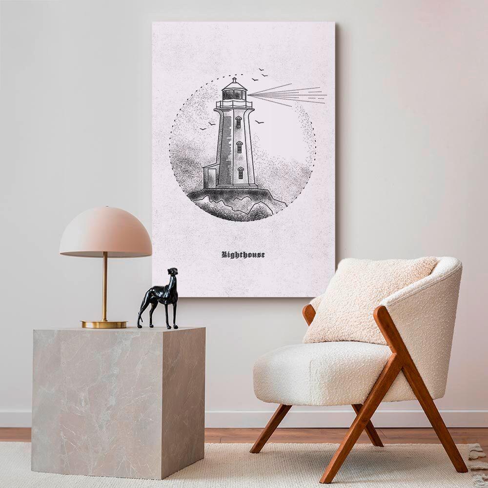 Slika Na Platnu Black And White Lighthouse - črna/bela, Basics, tekstil/leseni material (40/60/1,2cm) - artgeist