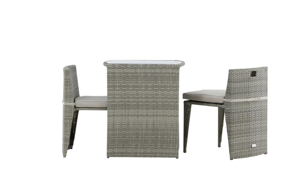 BALKONSET SAVANNA - Schwarz/Grau, KONVENTIONELL, Kunststoff/Metall - Gardenson