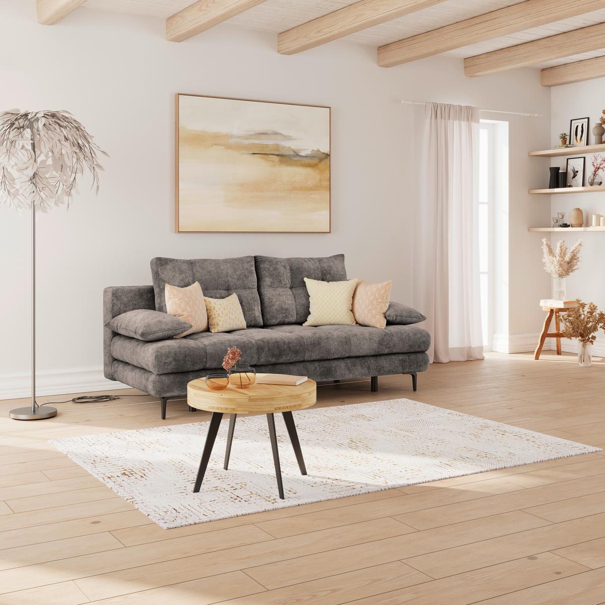 Canapea extensibila PERLA - grafit, Konventionell, textil (203/94/96cm)