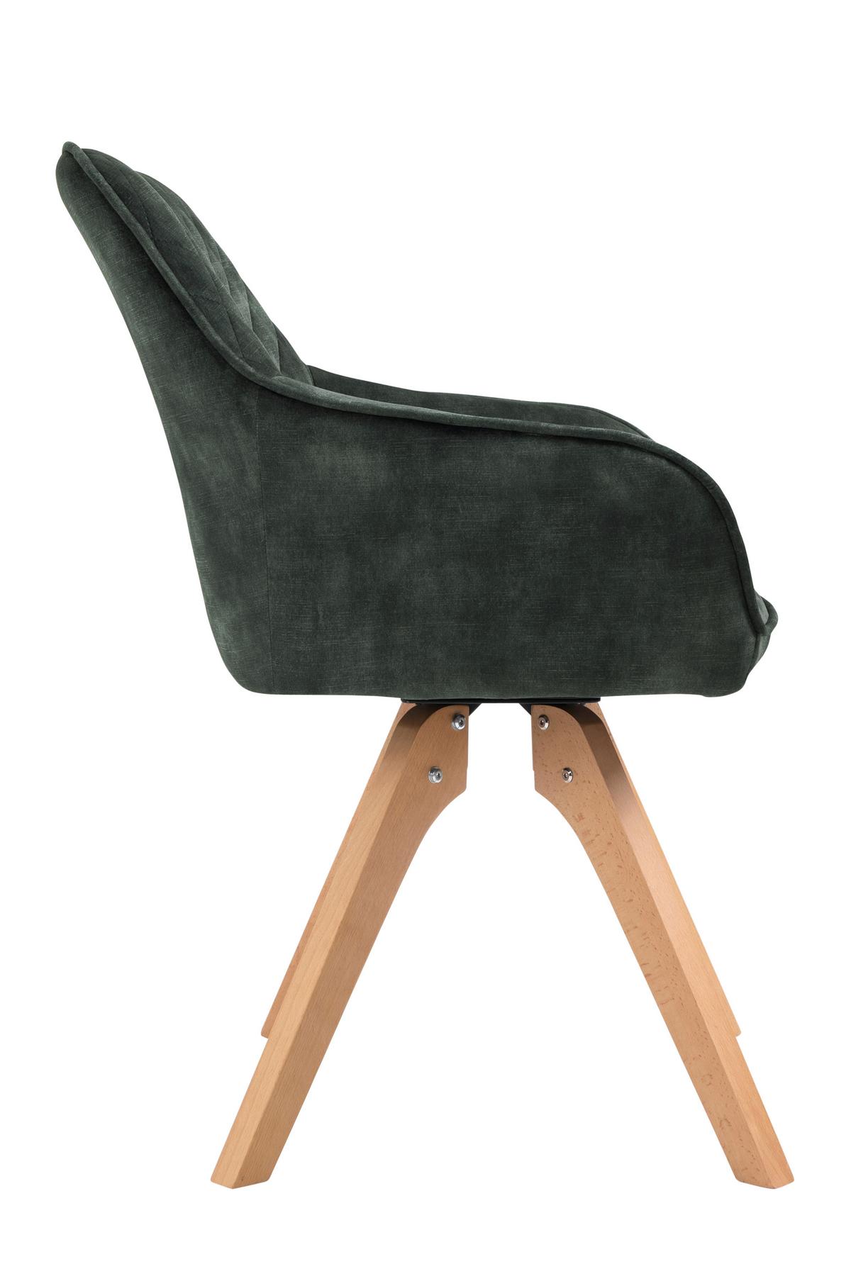 Naslanjač Samt, Temno Zelena, Vrtljiv - barve hrasta/temno zelena, Moderno, tekstil/les (59/85/61cm) - Livetastic