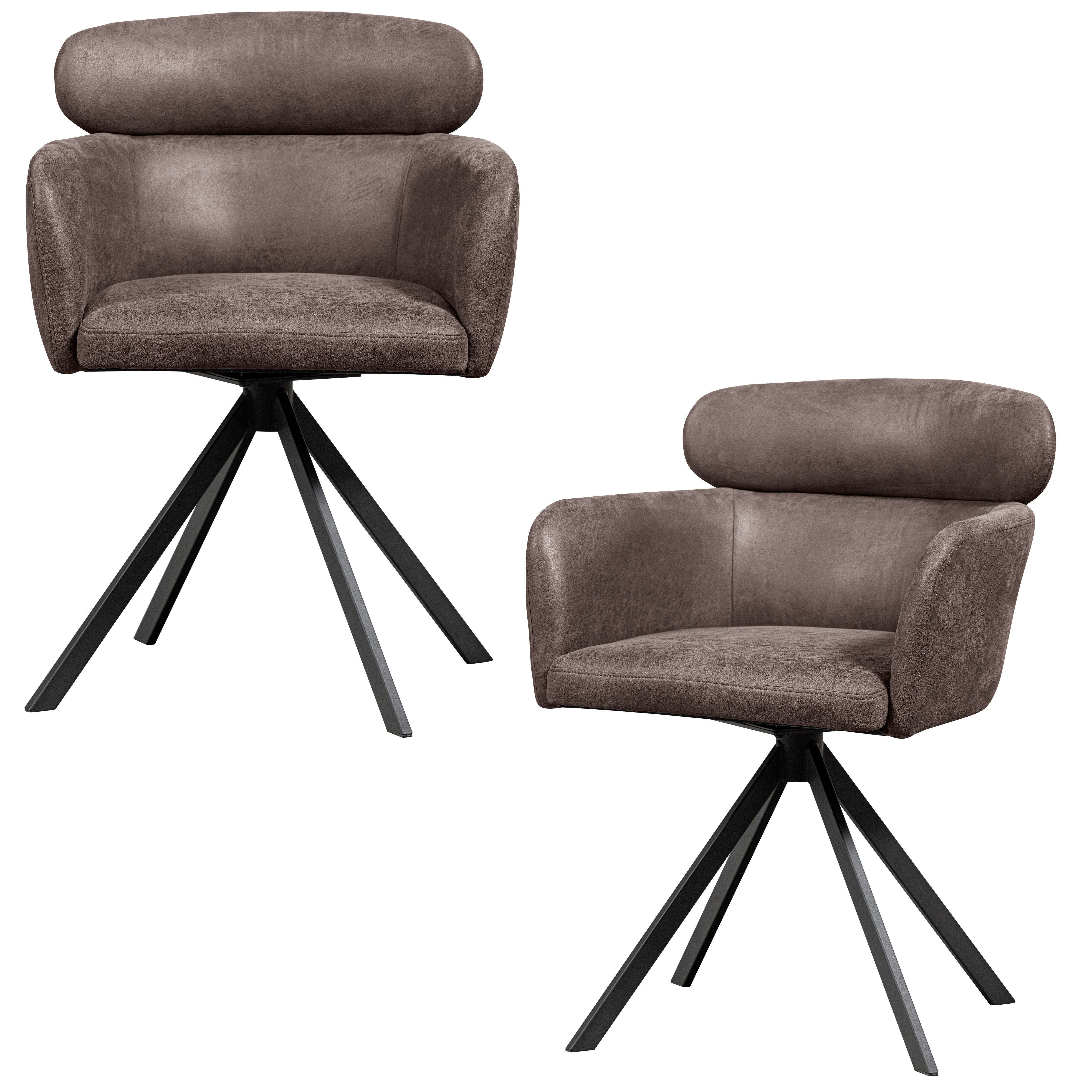 Armlehnstuhl-Set Fenne Grau/Schwarz B: 58cm - Schwarz/Grau, MODERN, Textil/Metall (58/80/60cm) - Livetastic