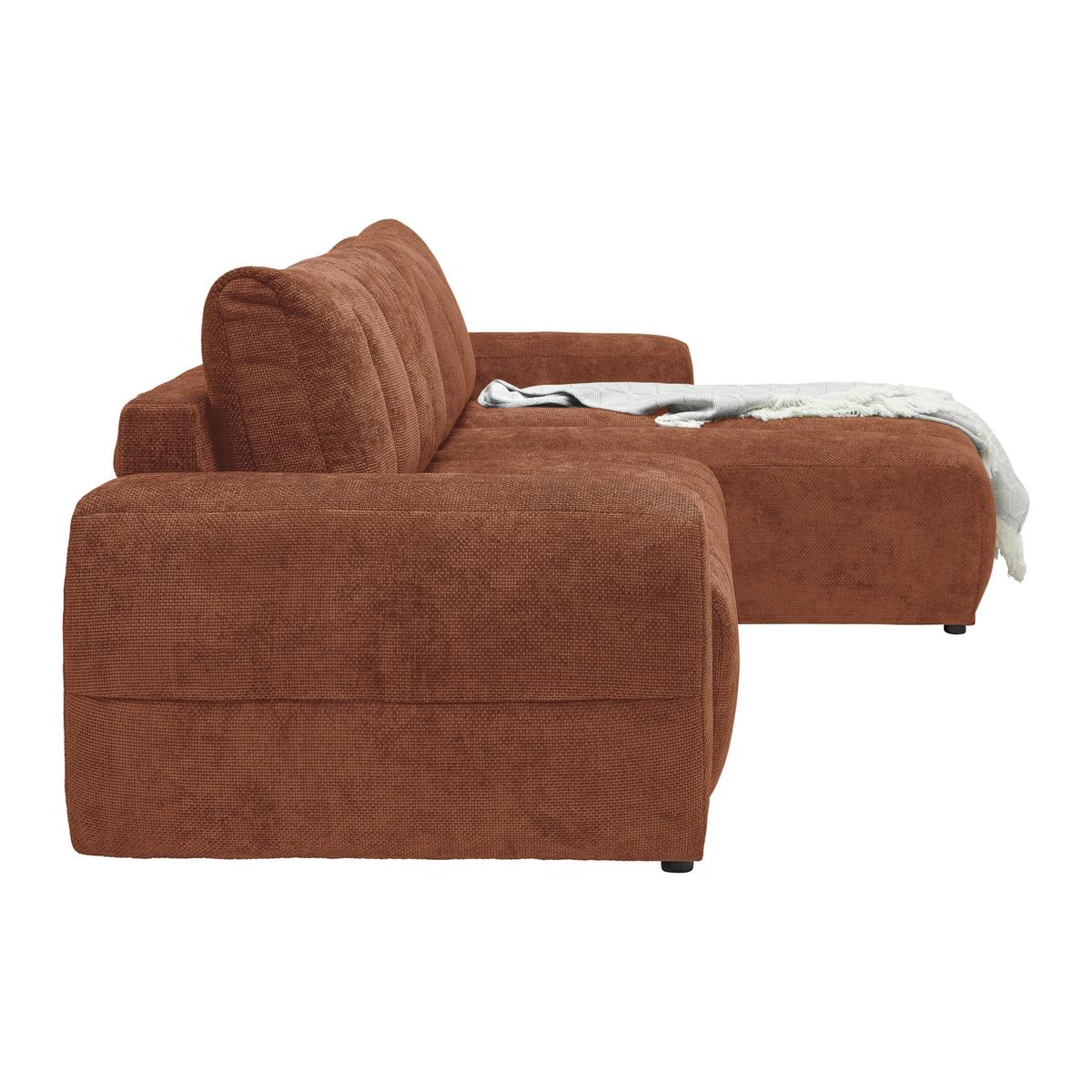 Wohnlandschaft Bolonia Terracotta - Schwarz Hochglanz/Terracotta, MODERN, Textil/Metall (273/93/166cm) - Mömax