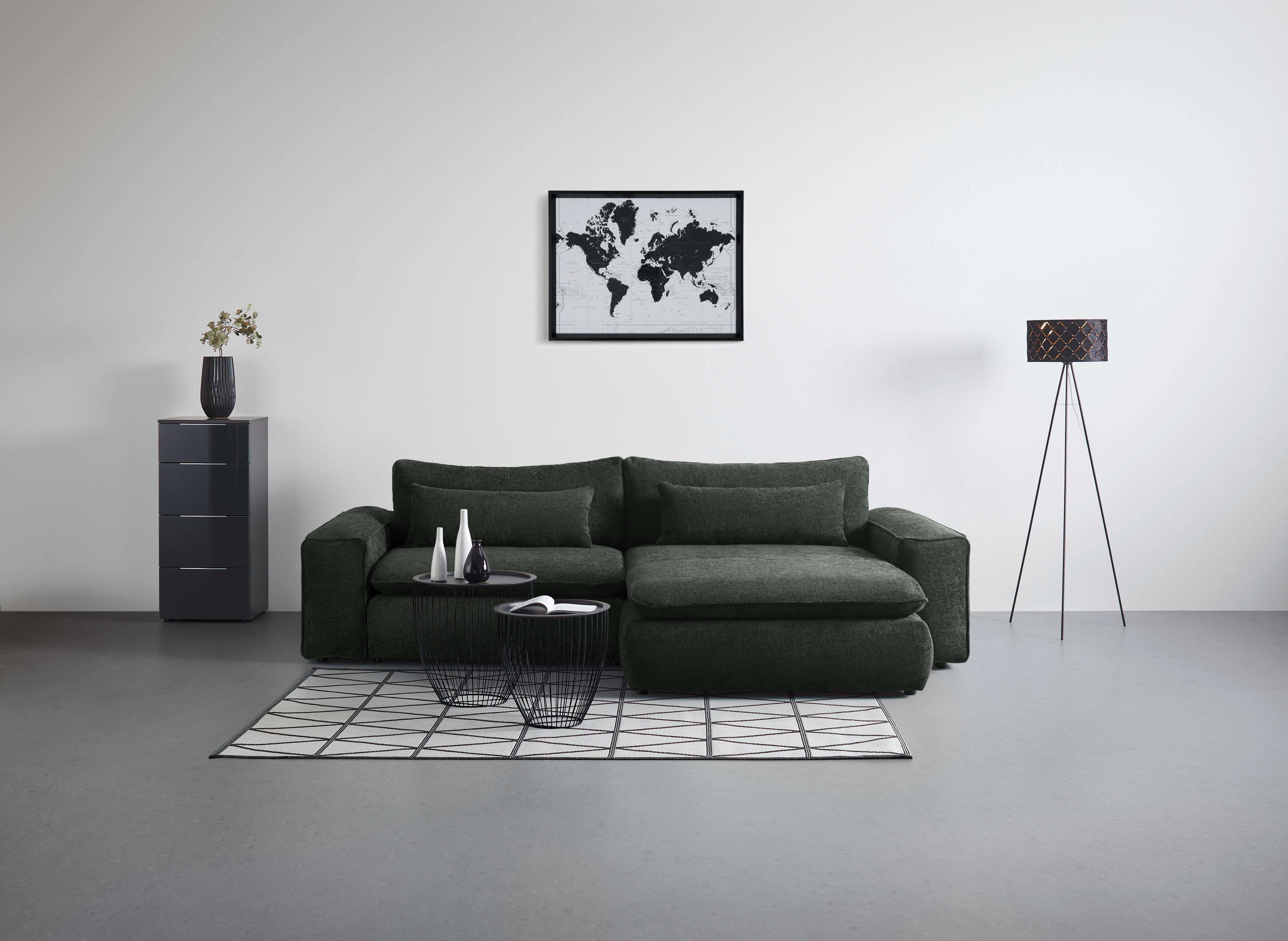 Wohnlandschaft Linz Schwarz - Schwarz, MODERN, Holzwerkstoff/Kunststoff (296/80/181cm) - Mömax