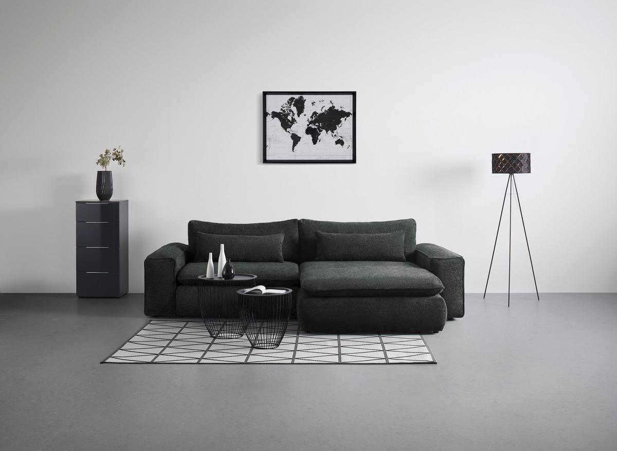 Wohnlandschaft Linz Schwarz - Schwarz, MODERN, Holzwerkstoff/Kunststoff (296/80/181cm) - Mömax