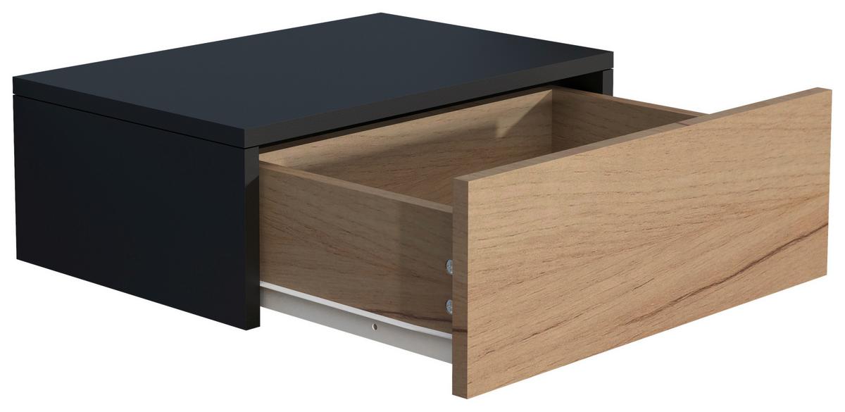 Nočna Omarica Usal M 45, Hrast, Črna - črna/barve hrasta, Moderno, leseni material (45/15/30cm) - MID.YOU