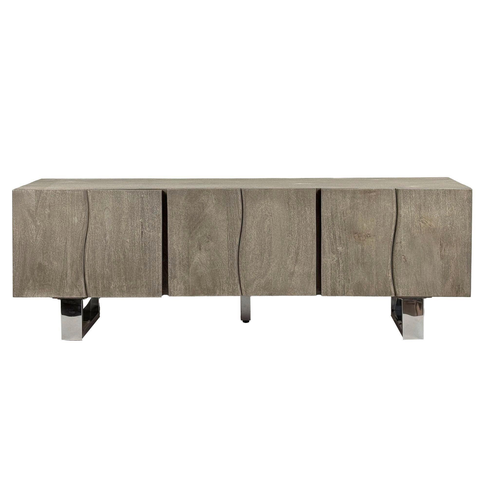 Nizka Omarica Akazie, Siva - barve kroma/siva, Design, kovina/les (160/56/46cm) - MID.YOU