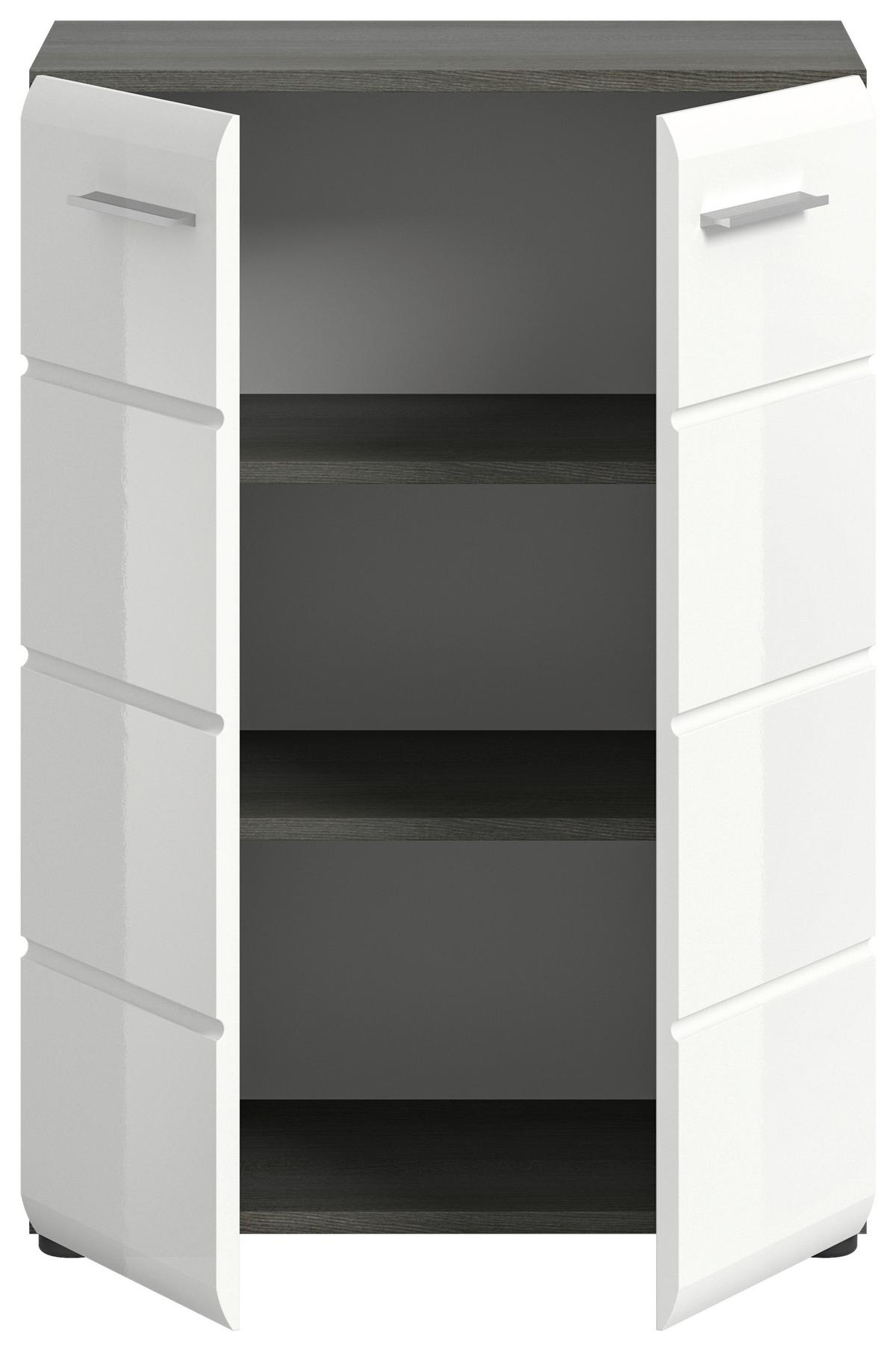 Kommode Salsa ca. 60x85x37 cm Weiß/Rauchsil. - Weiß Hochglanz/Silberfarben, Design, Holzwerkstoff/Kunststoff (60/85/37cm) - MID.YOU