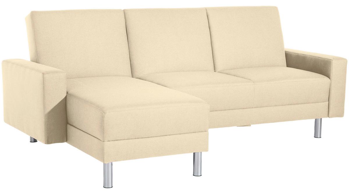 ECKSCHLAFSOFA JUST FASHION - Chromfarben/Beige, KONVENTIONELL, Textil/Metall (152/230cm) - Max Winzer