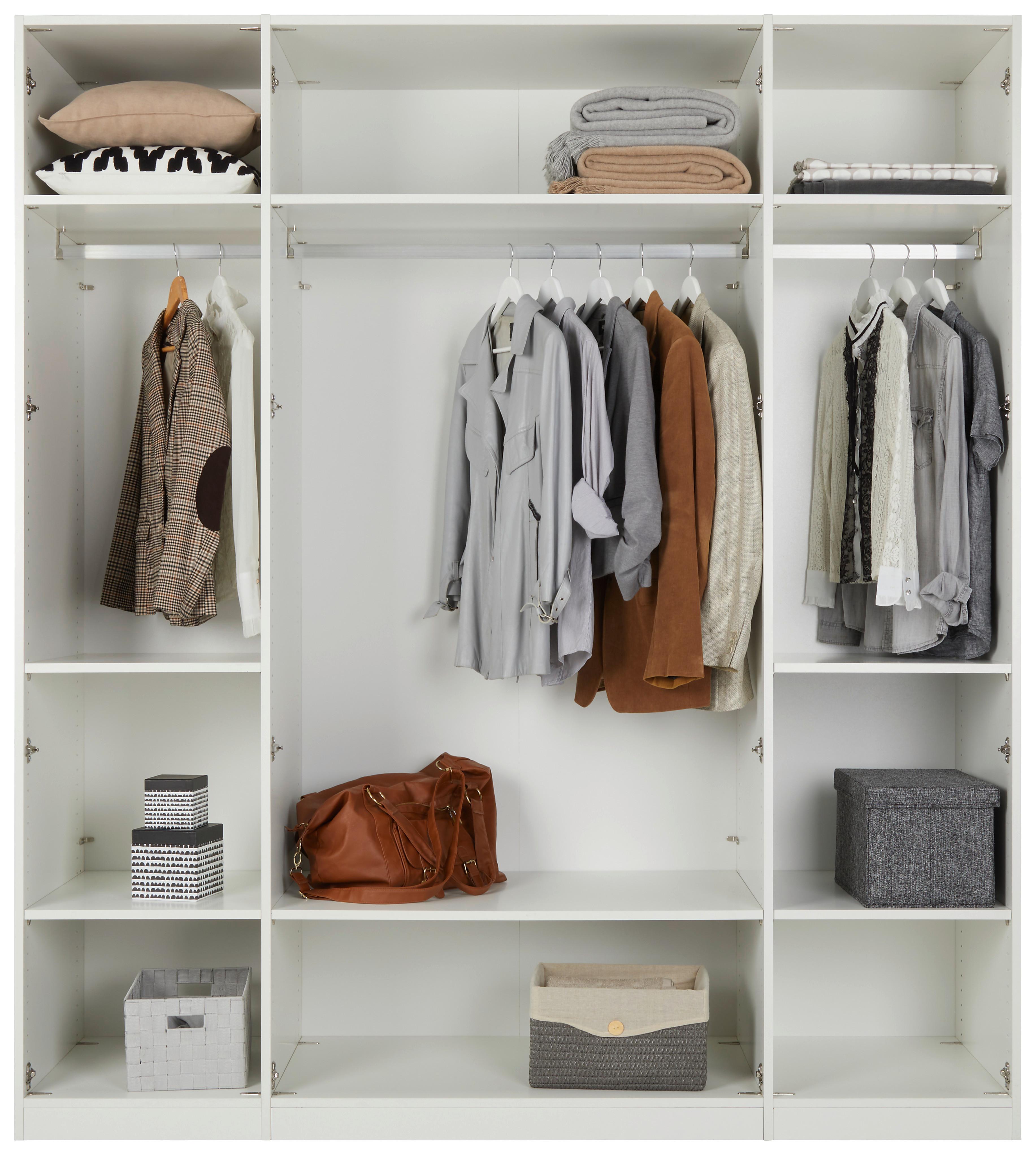 GARDEROB MED GÅNGJÄRNSDÖRRAR GLOSSY -TOP- - vit/kromfärg, Modern, metall/trämaterial (196/219/60cm) - Mömax