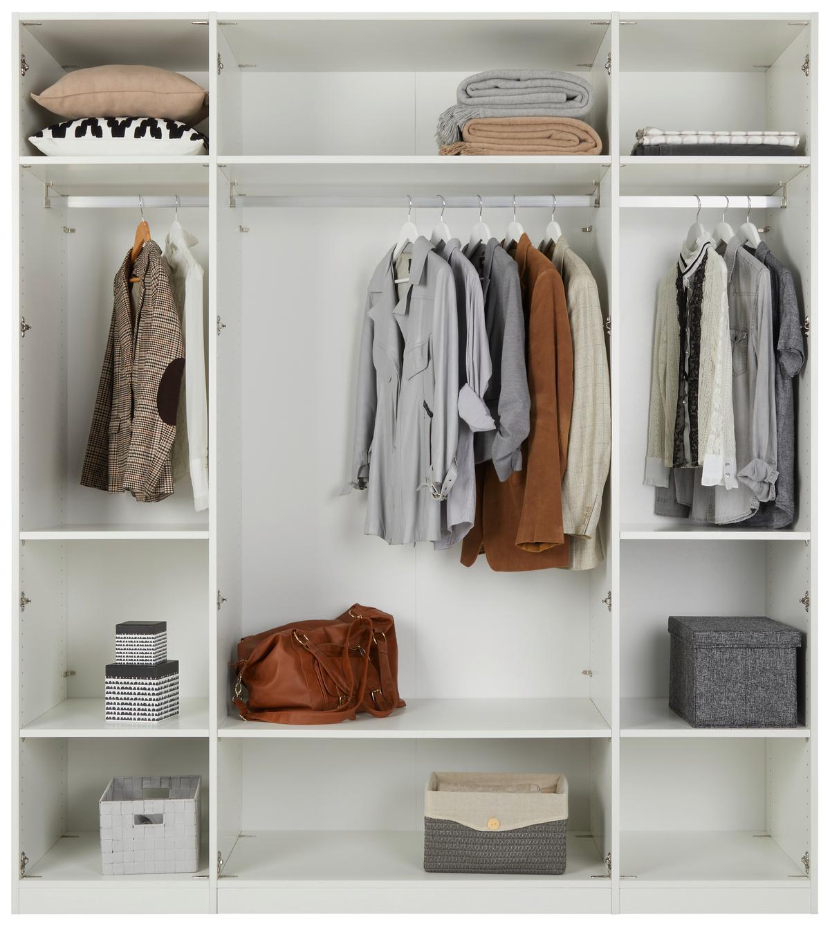 Drehtürenschrank in Weiß - Chromfarben/Weiß, MODERN, Holzwerkstoff/Metall (196/219/60cm) - Mömax