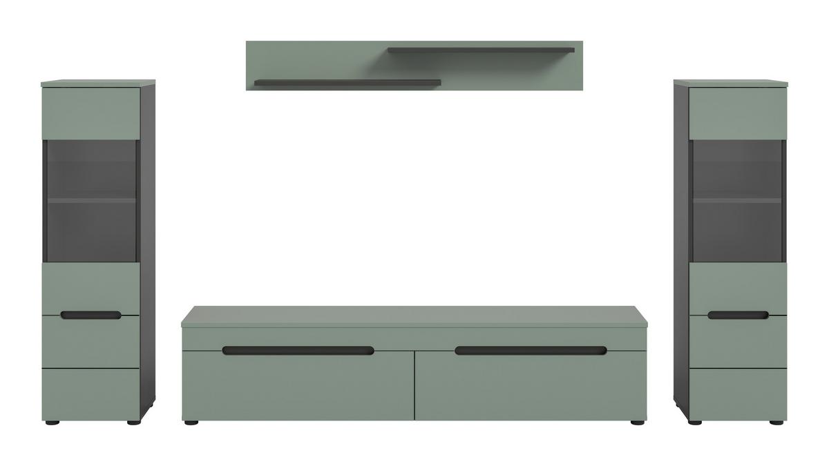 Dnevni Regal Canu, Sivozelena, 4-Delni - črna, Design, umetna masa/leseni material (272/141/33cm) - Livetastic