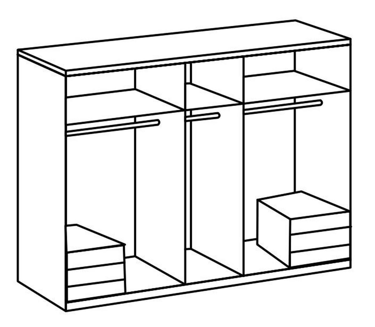 Drehtürenschrank Level 36D mit Laden ca. 250 cm Eiche/Weiß - Chromfarben/Weiß Hochglanz, MODERN, Holzwerkstoff (250/216/58cm) - MID.YOU