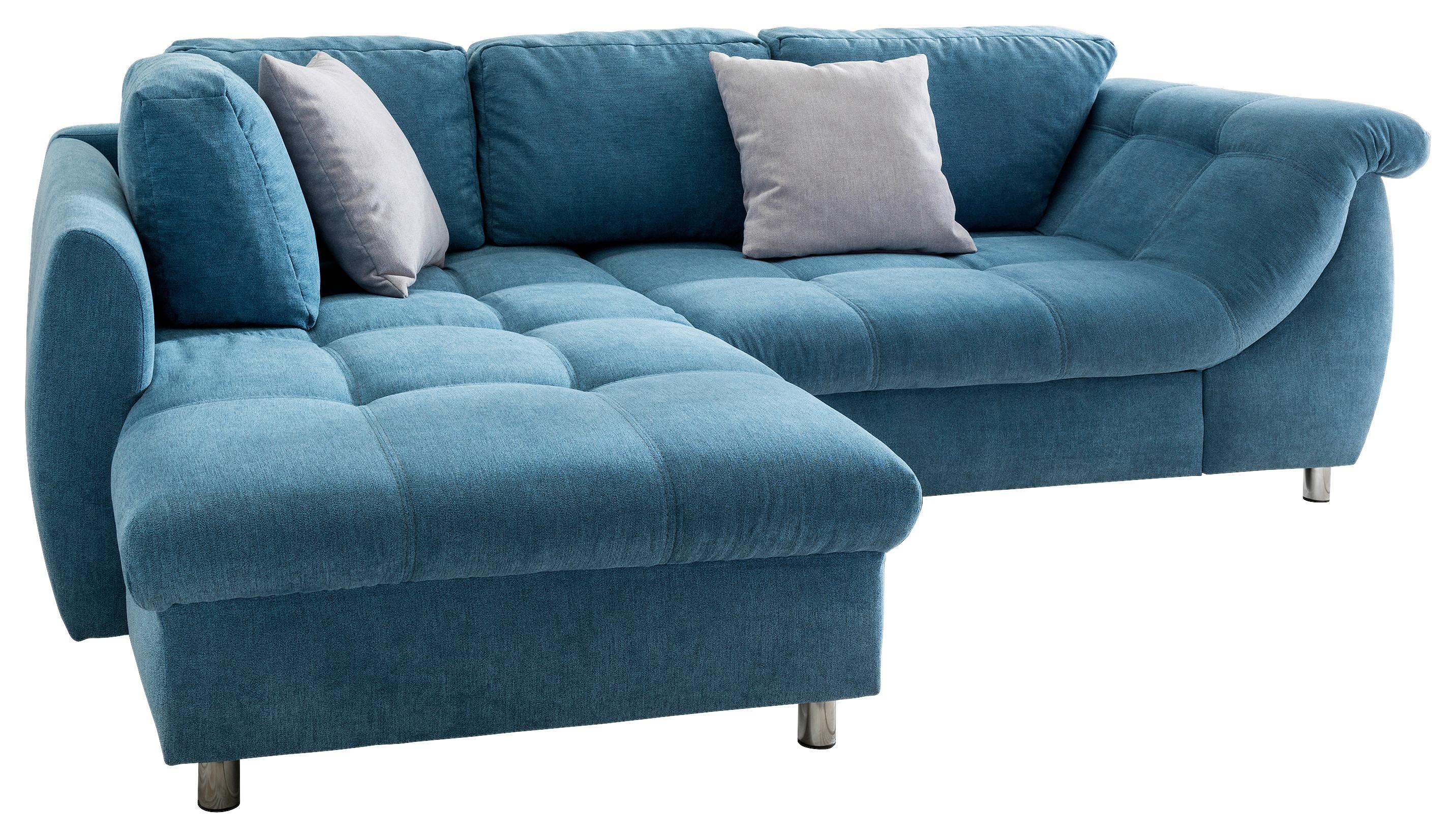 Sedežna Garnitura Agira, Modra, Ležišče - barve kroma/srebrne barve, Design, umetna masa/tekstil (190/250cm) - Modern Living