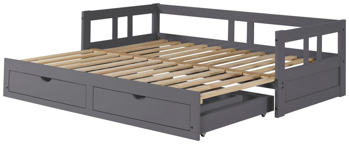 Raztegljiva Postelja Livio, Antracit, 90-180x200cm - naravne barve/antracit, Romantika, kovina/umetna masa (90-180/200cm) - MID.YOU