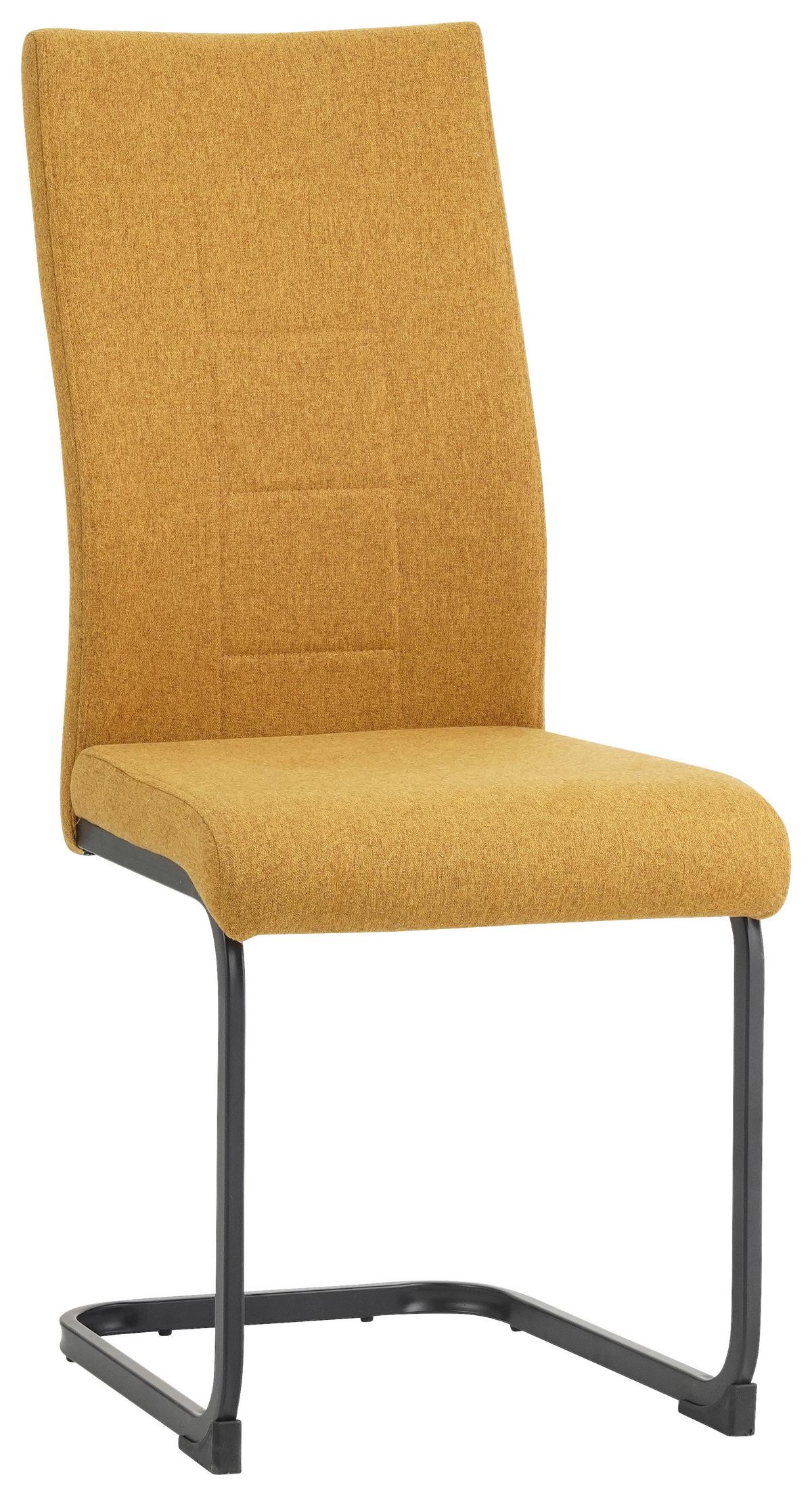 KRZESŁO NA PŁOZIE REUS - czarny/musztardowy, Design, metal/tkanina (44/100/59cm) - Carryhome