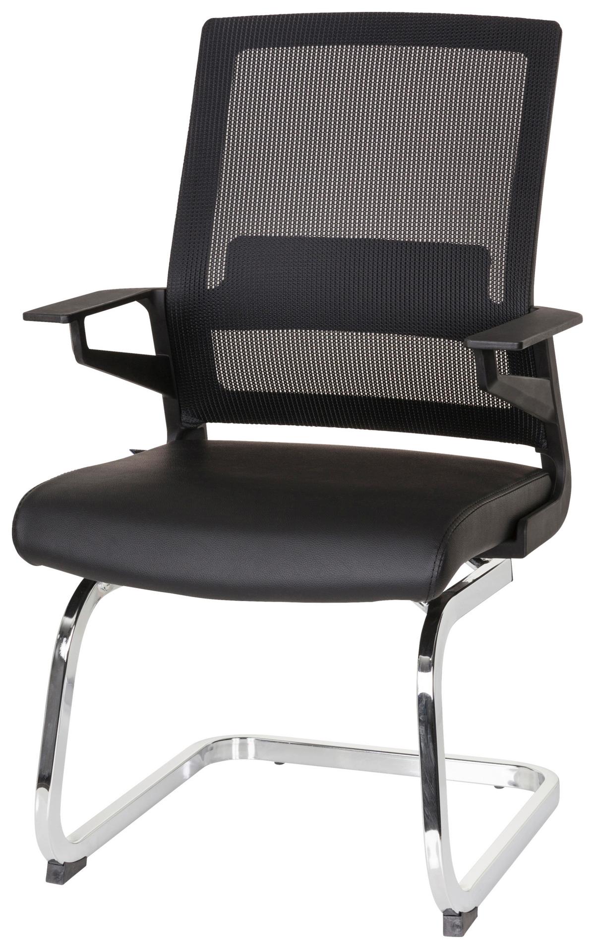 Besucherstuhl INVENTOR V PRO Schwarz - Chromfarben/Schwarz, MODERN, Kunststoff/Textil (58/95/54cm) - MID.YOU