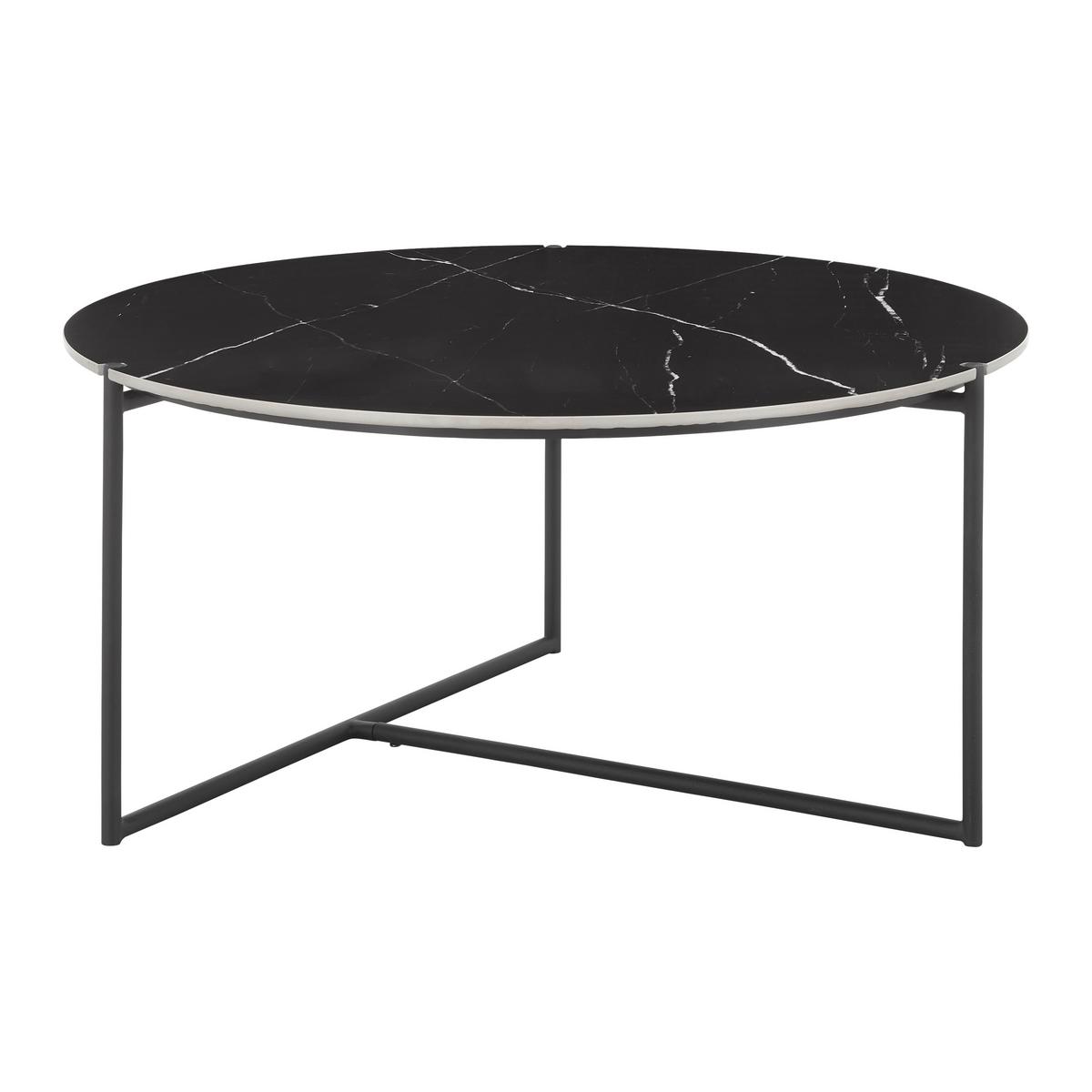 Couchtisch Nila Schwarz/Weiß Marmor rund ca. 80 cm - Schwarz/Weiß, MODERN, Keramik/Stein (79,5/79,5/39cm) - Bessagi Home