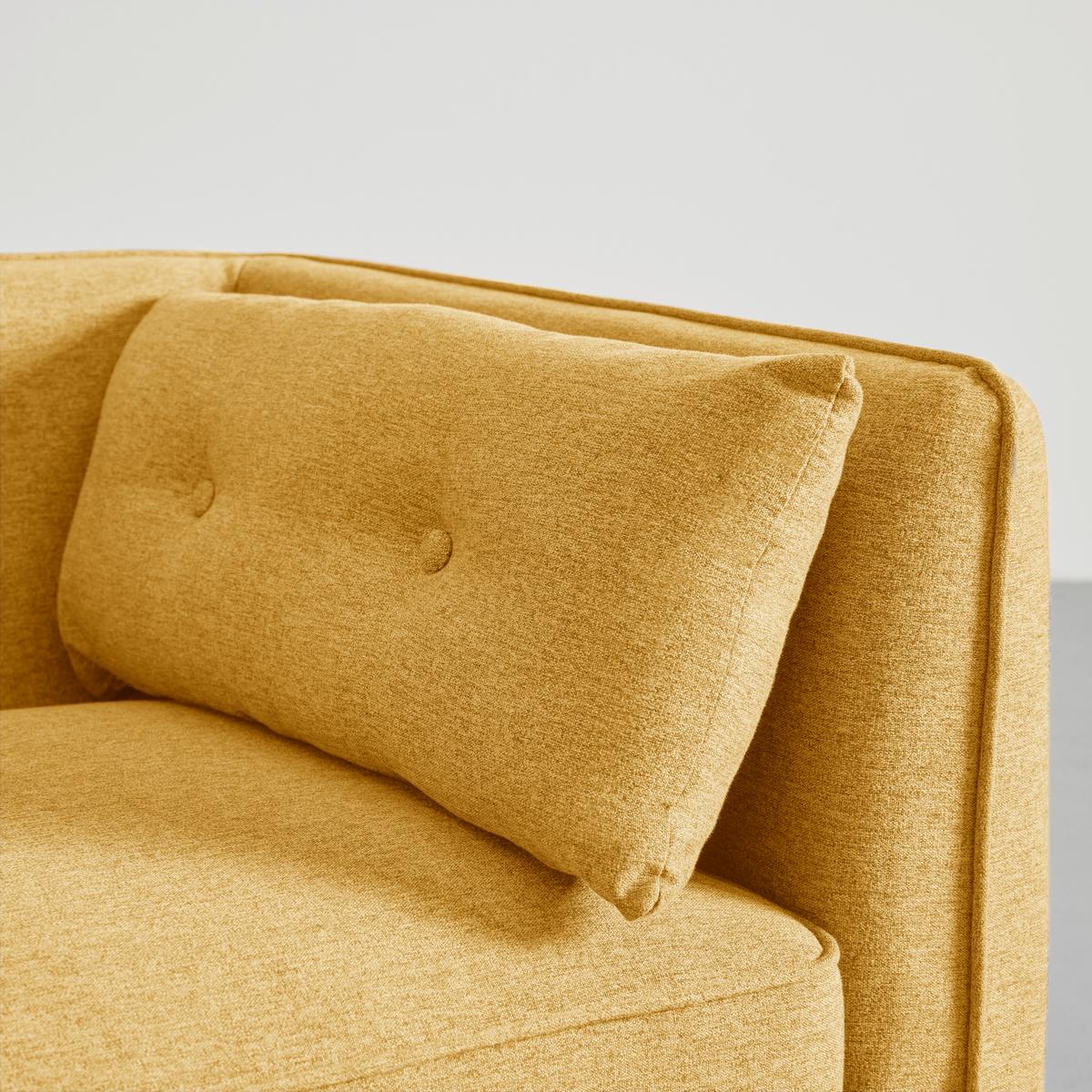Sofa Fanny Gelb Leinenoptik mit Hocker - Gelb/Naturfarben, MODERN, Holz/Textil (154/55/73cm) - Bessagi Home