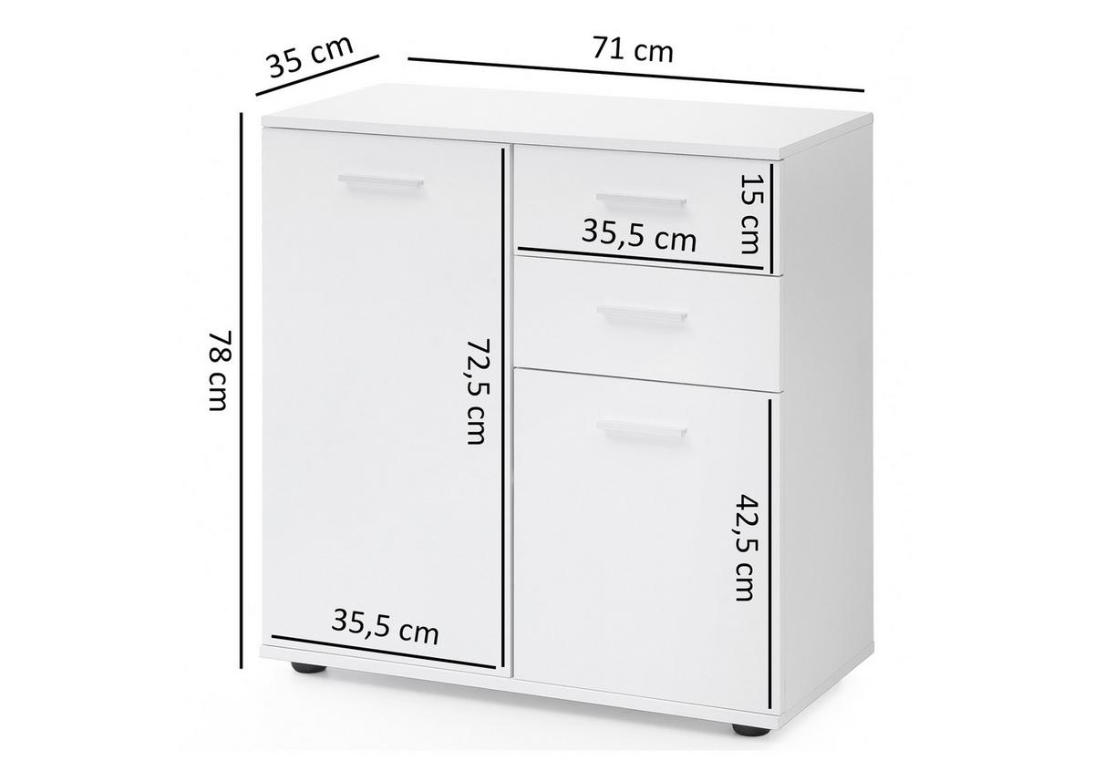Komoda Svenja - barve aluminija, Konvencionalno, kovina/leseni material (71/78/35cm) - MID.YOU
