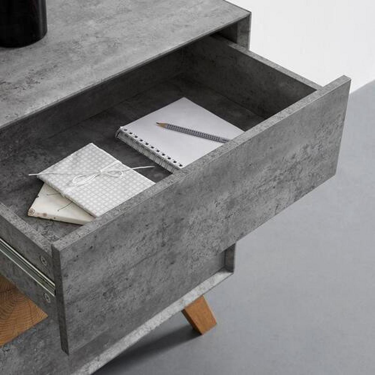 Nachttisch Casper Grau/Eichefarben Echtholz/MDF - Eichefarben/Grau, MODERN, Holz (60/75/40cm) - Bessagi Home