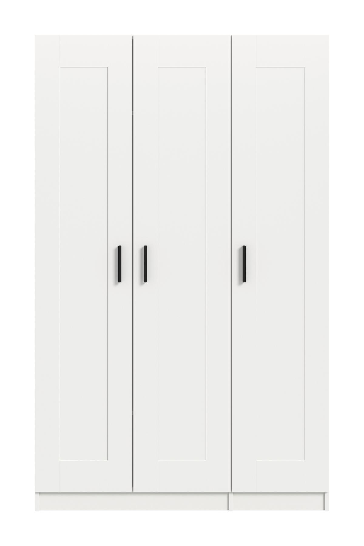 Drehtürenschrank Visby Weiß - Schwarz/Weiß, ROMANTIK / LANDHAUS, Holzwerkstoff/Kunststoff (120/195/56cm) - Livetastic
