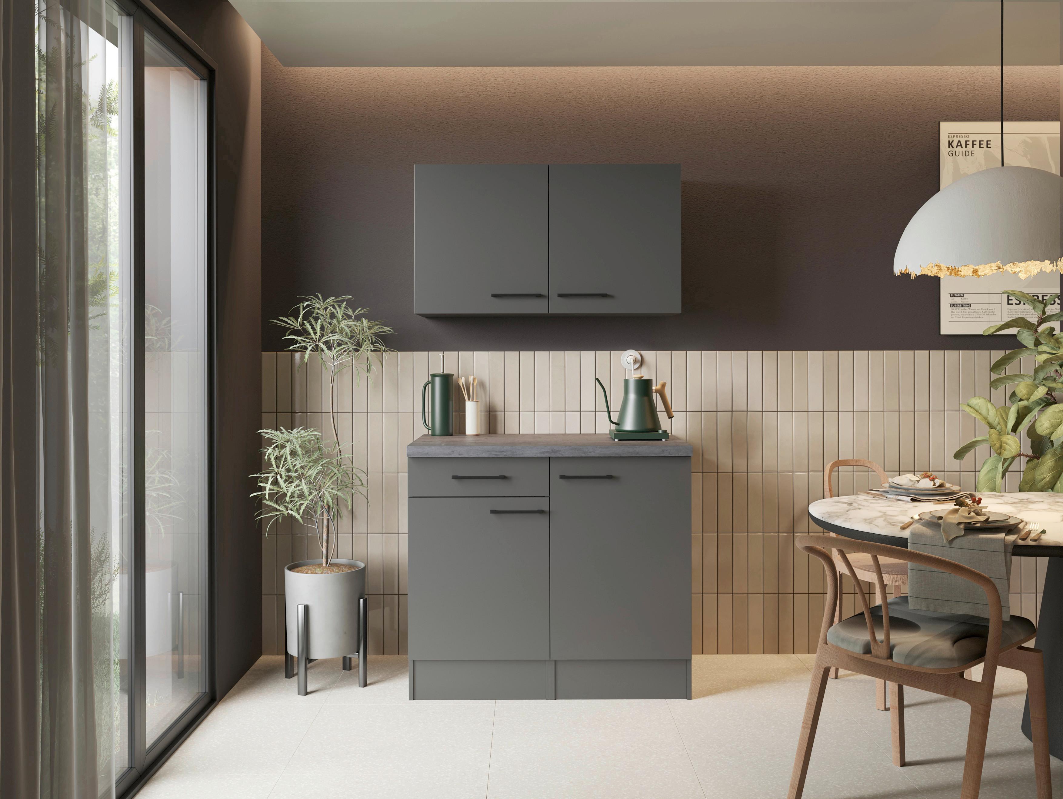 Buffet Oliver Grau - Schwarz/Grau, Trend, Holzwerkstoff/Metall (100/200/60cm) - Respekta