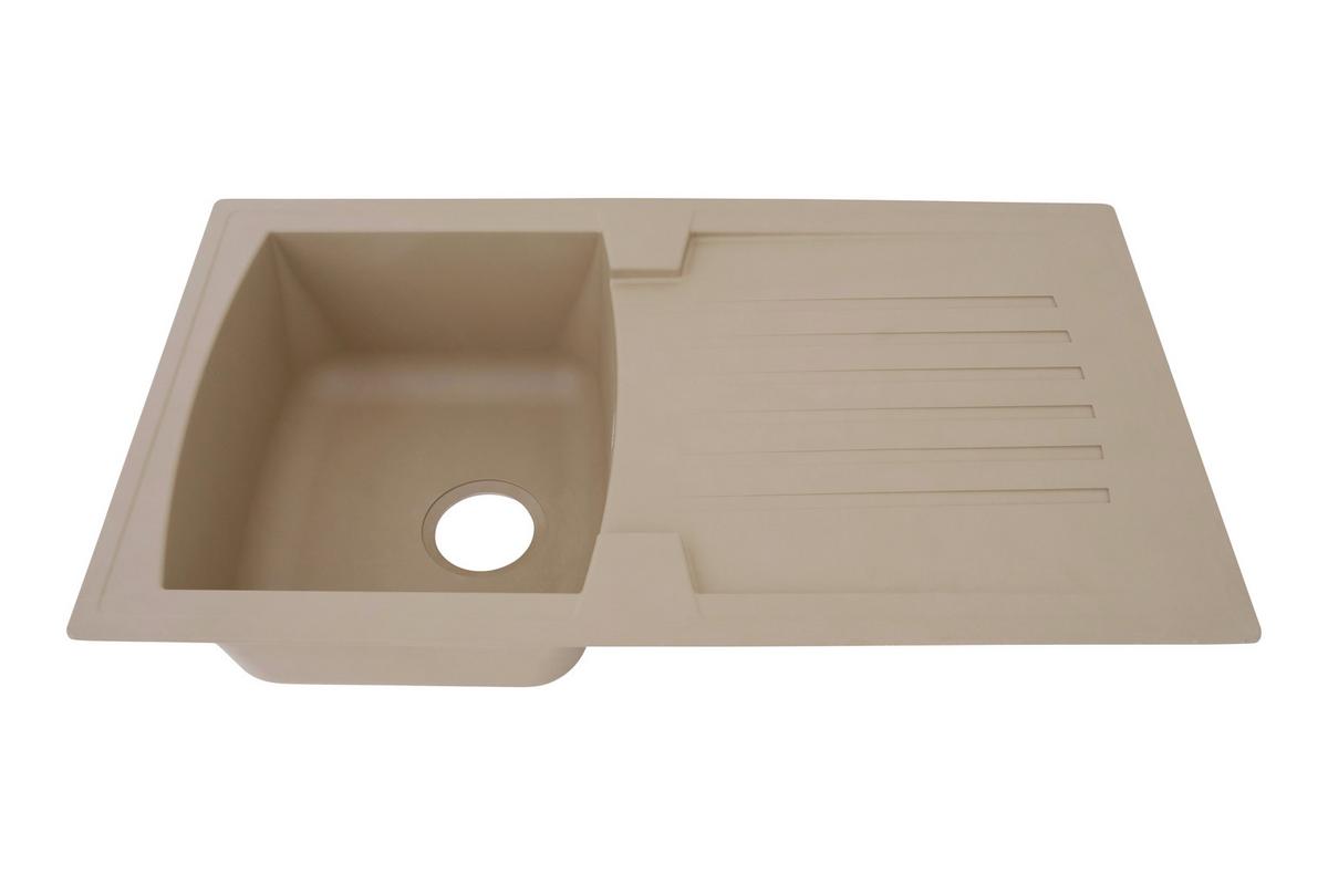 Spüle Boston beige Kunststein B: ca. 86 cm - Beige, Trend, Glas/Kunststoff (86/20/50cm) - Respekta