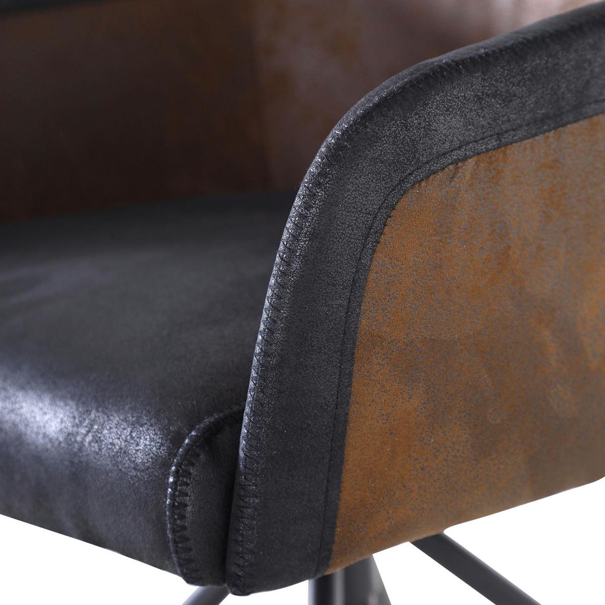 KRZESŁO Z PODŁOKIETNIKAMI FLOYD - czarny/brązowy, Lifestyle, metal/tkanina (58/80/62cm) - Landscape