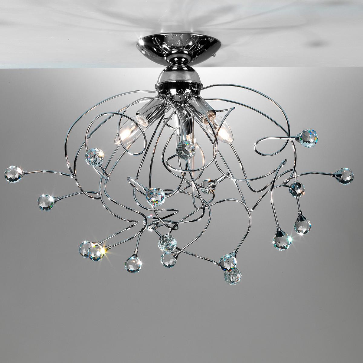 Deckenleuchte Trilly Chromfarben max. 6 Watt - Chromfarben, KONVENTIONELL, Glas/Metall (55/45cm)