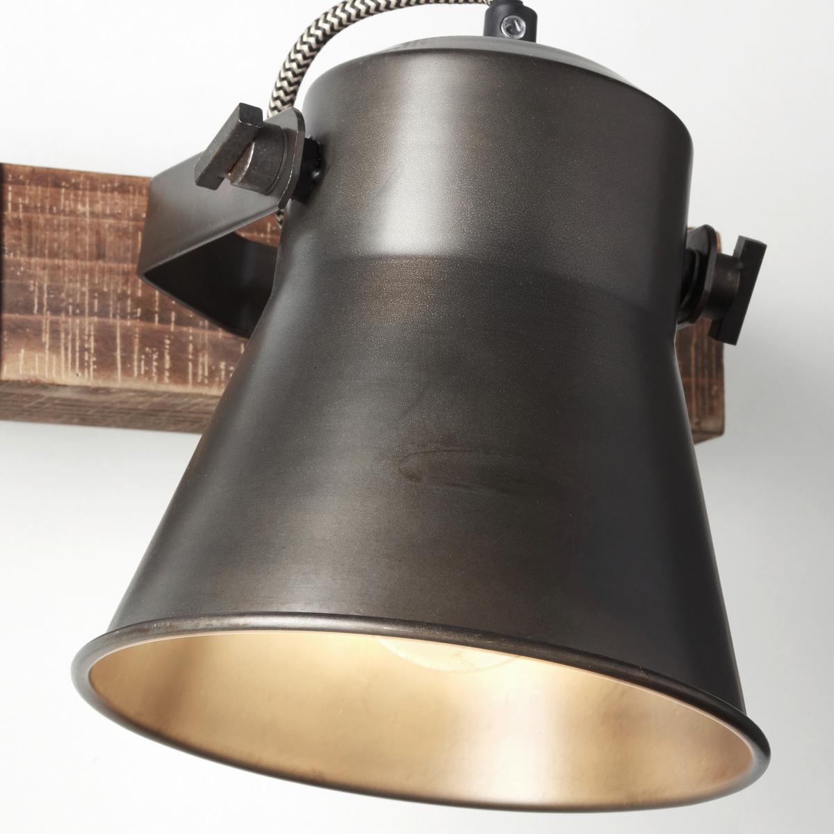 Wandleuchte  Plow in Schwarz max. 10 Watt - Schwarz, Design, Holz/Metall (24/25cm) - Brilliant