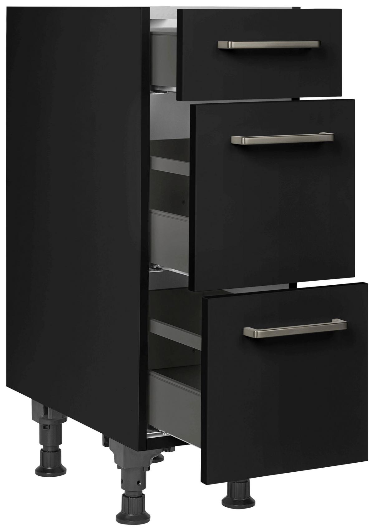 Schubkastenunterschrank Touch Schwarz - Edelstahlfarben/Schwarz, MODERN, Holzwerkstoff/Metall (30/87/56cm) - Nobilia