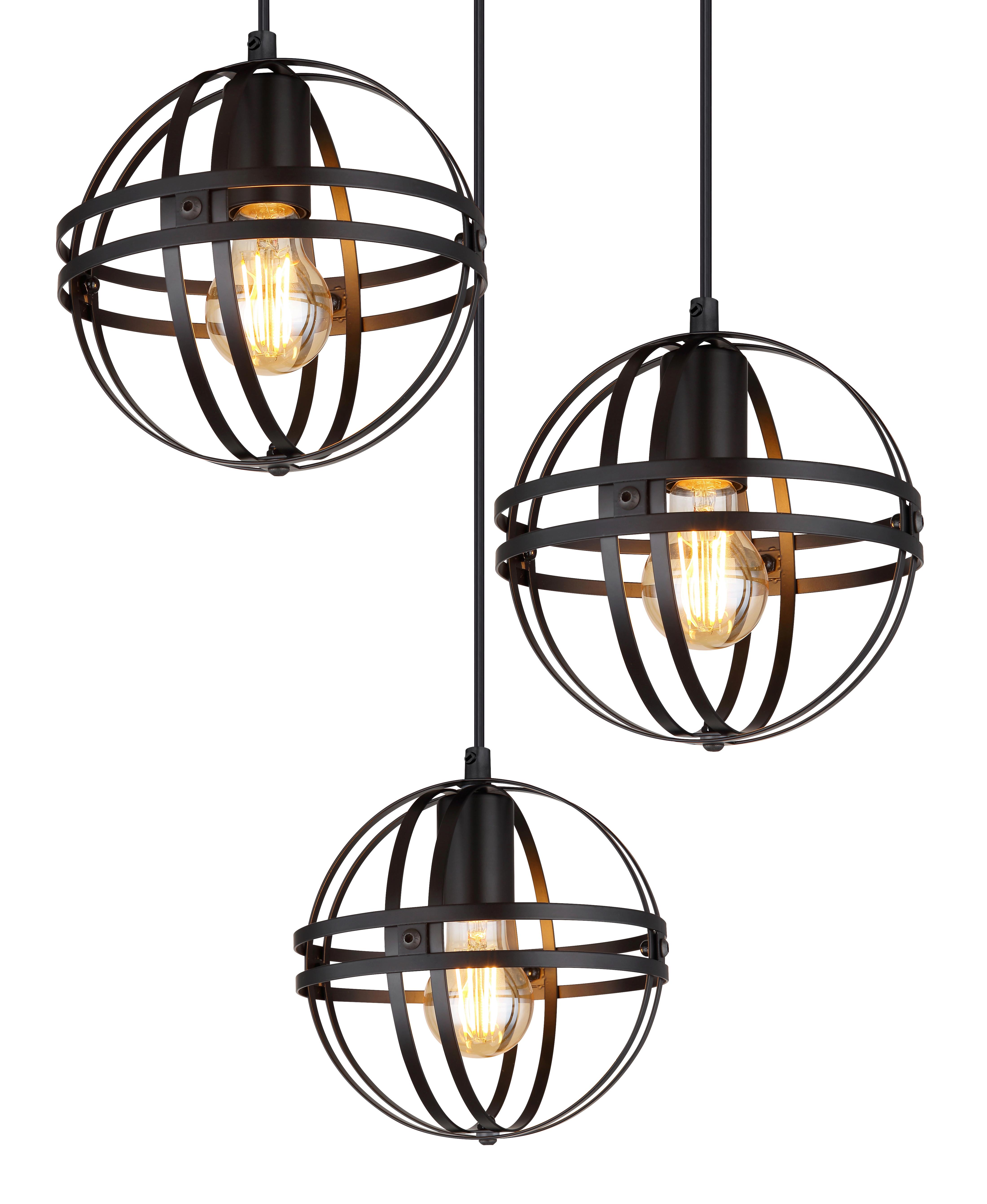 Viseča Svetilka 15639-3h - črna, Design, kovina/umetna masa (47/120cm) - Globo