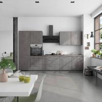 Küchenblock Riva High m. Geräten Schieferfarben - Schieferfarben/Edelstahlfarben, MODERN, Holzwerkstoff/Metall (330cm) - Nobilia