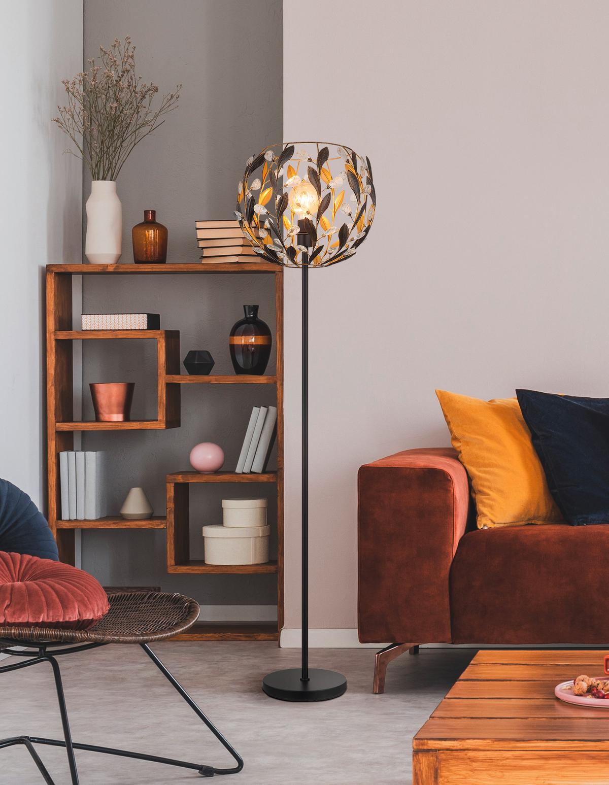 STEHLEUCHTE 15759S MIKA - Klar/Goldfarben, Basics, Kunststoff/Metall (40/157cm) - Globo