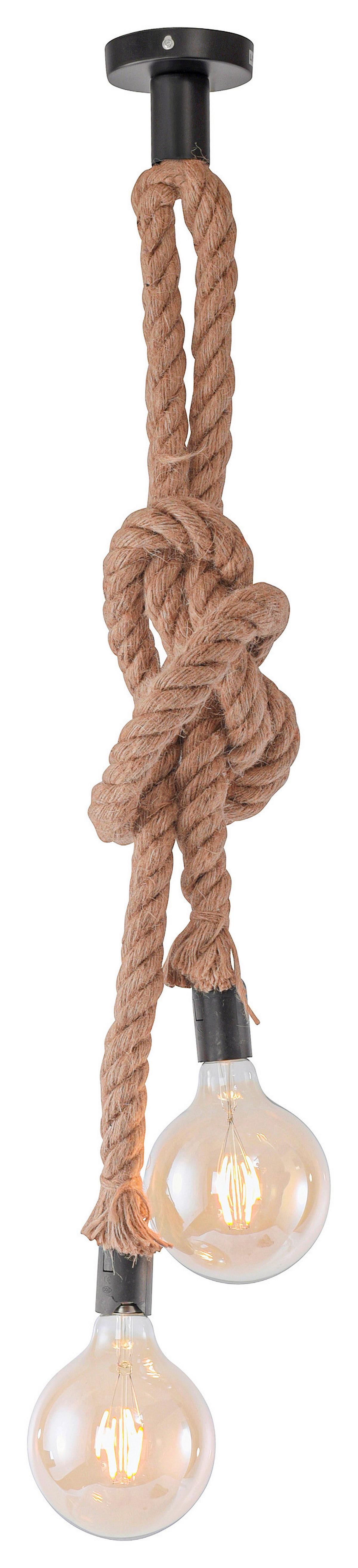 LAMPA WISZĄCA 15482-18 ROPE - czarny, Trend, materiały naturalne/metal (10/155cm)