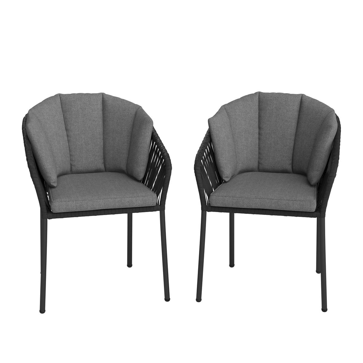 Set Vrtnih Stolov Leo, Siva, 2-Delno - temno siva/antracit, Moderno, kovina (59/78/61cm) - Bessagi Garden