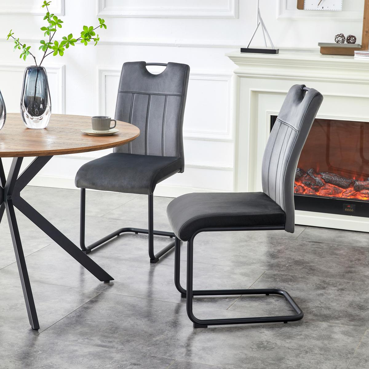 Set Nihajnih Stolov Lisa, Antracit, 2 Kos - črna/antracit, Moderno, kovina/tekstil (43/98/61cm) - MID.YOU