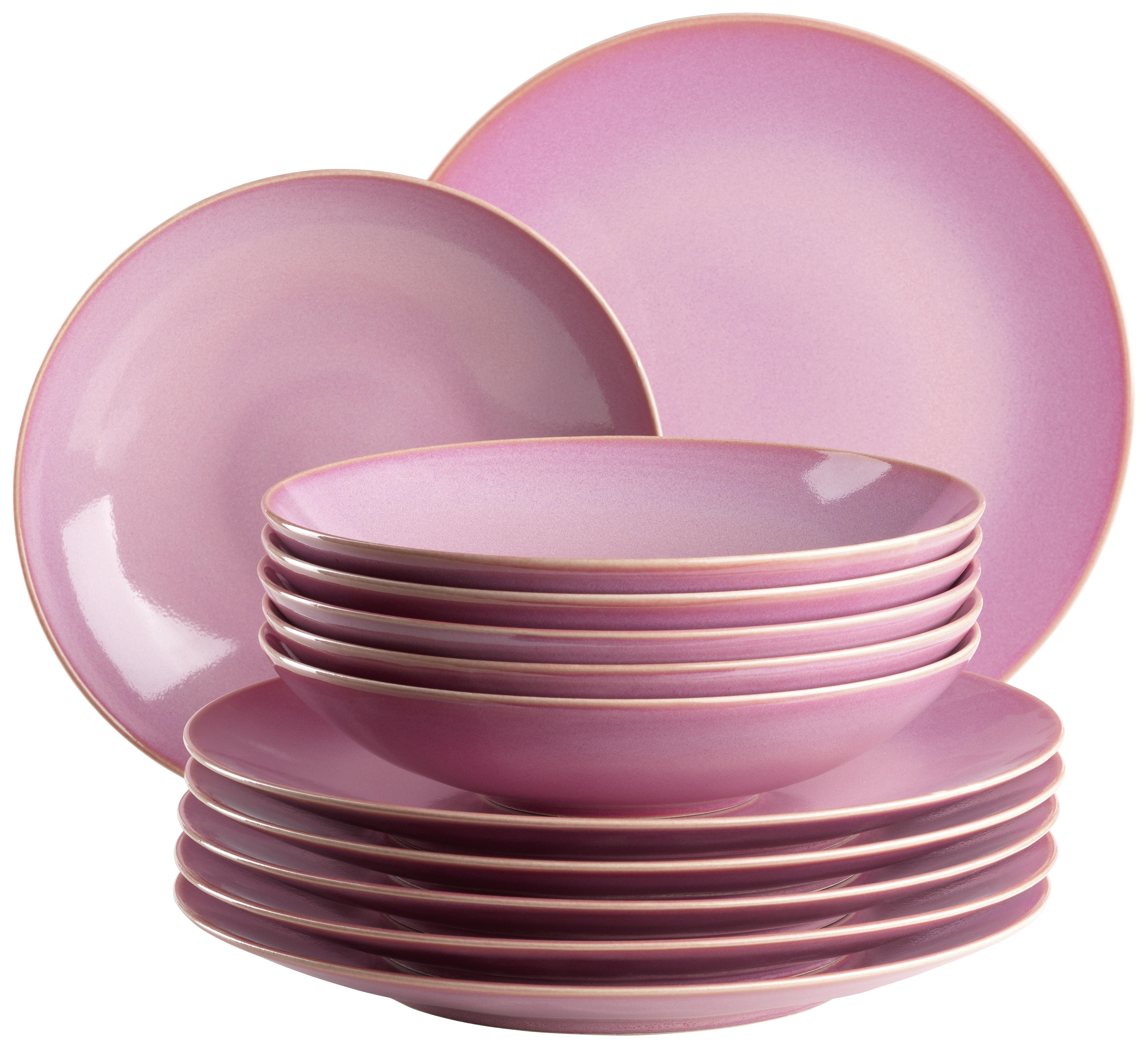 Tafelservice Ossia in Pink, 12-teilig - Pink, Basics, Keramik - Mäser