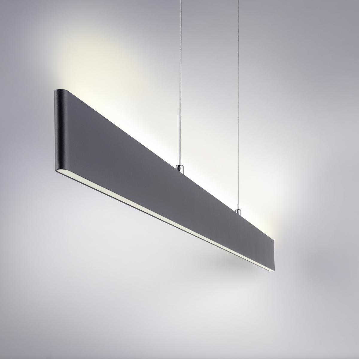 LED-Hängeleuchte Nila max. 38 Watt - Anthrazit, Design, Kunststoff/Metall (121/6/120cm)