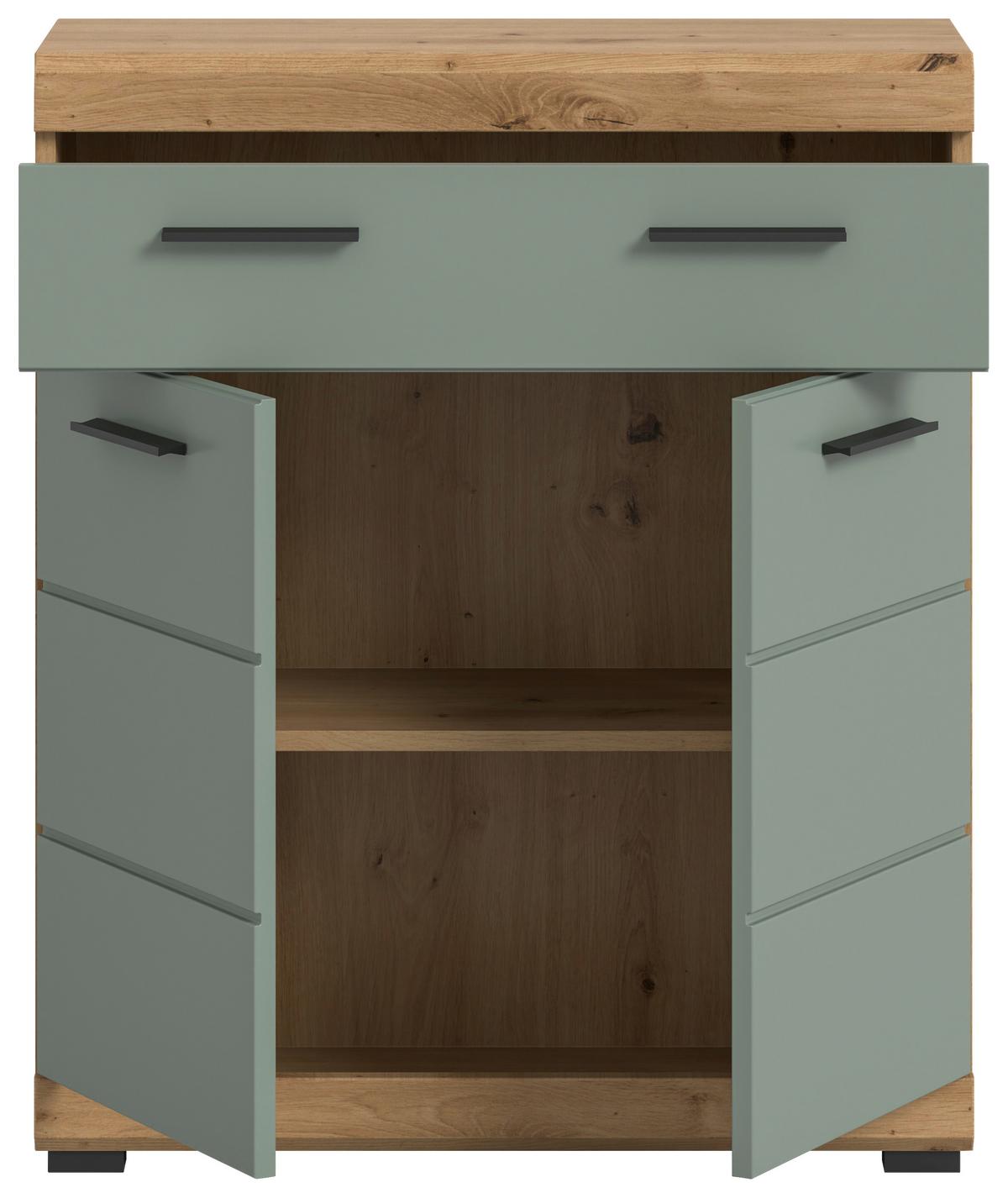 Midischrank Scout ca. 74x88x31 cm Salbeigrün - Salbeigrün/Eichefarben, MODERN, Holzwerkstoff/Kunststoff (74/88/31cm) - MID.YOU