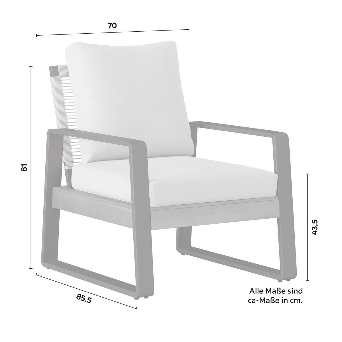 Loungegarnitur Alexa Creme Outdoorstoff/Metall +Abdeckung - Anthrazit/Creme, MODERN, Holz/Textil (150/81/85,5cm) - Bessagi Garden