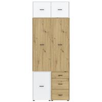 Kleiderschrank Kivo Eiche Artisan/Weiß - Schwarz/Weiß, Basics, Holzwerkstoff/Kunststoff (90/239,40/52,1cm) - Based