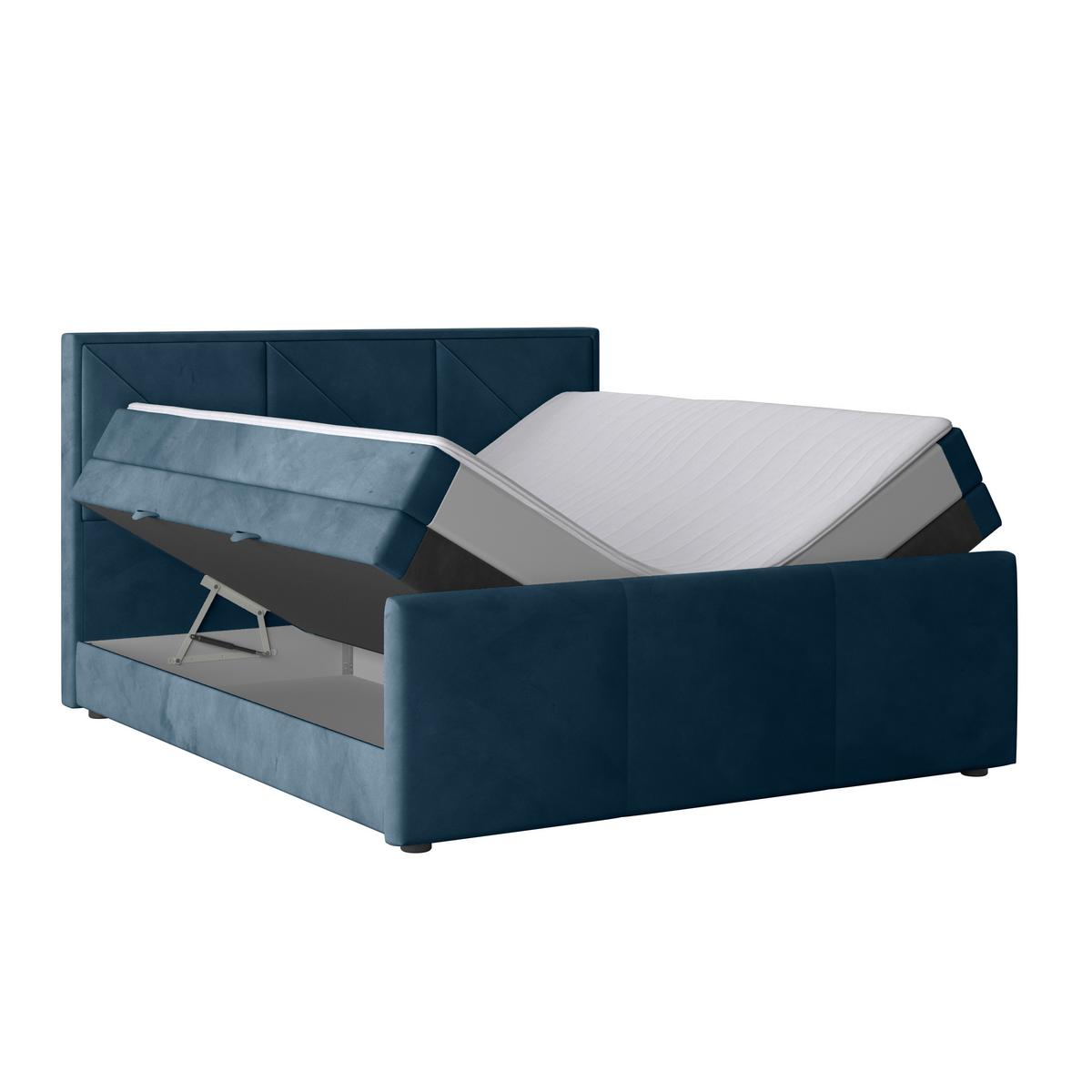 Boxspringbett Bologna ca. 180x200 cm Blau - Blau, MODERN, Holz/Kunststoff (180/200cm) - MID.YOU