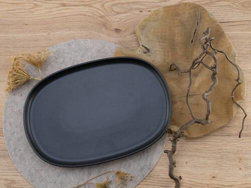 Servierplatte Schwarz matt - Schwarz, Trend, Keramik (33cm) - Creatable